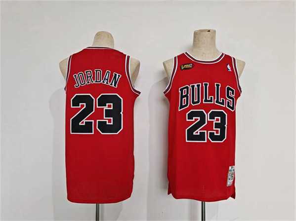 Men%27s Chicago Bulls #23 Michael Jordan Red Throwback Stitched Basketball Jersey